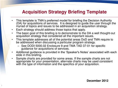 Ppt Acquisition Strategy Briefing Template Powerpoint Presentation