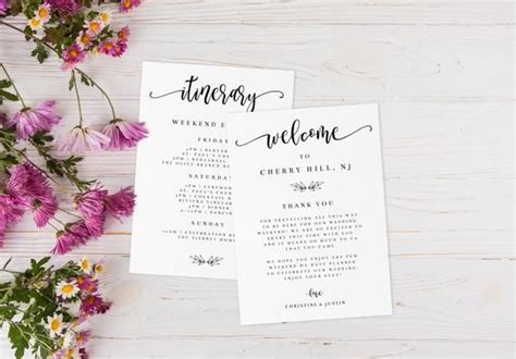 Printable Welcome Card Template Hotel Welcome Bag Insert Wedding