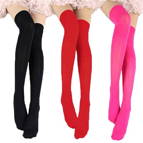 Women Sexy Candy Color Warm Thigh High Stockings Over Knee Socks Velvet Calze Stretch Stocking