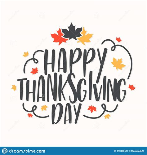 Happy Thanksgiving Day Hand Lettering Text For Element Design Stock