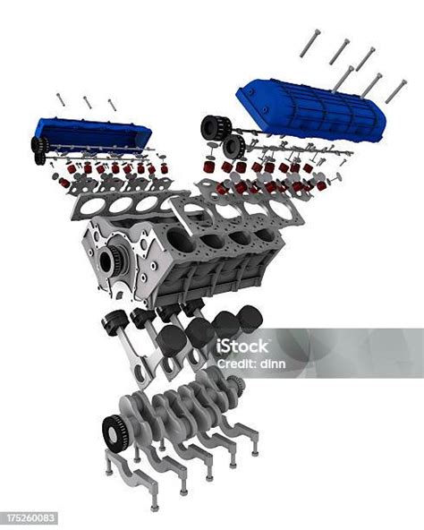 Car Engine Parts Exploded View Stock Photo Download Image Now Block