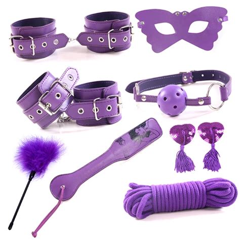 Pcs Sex Bondage Kit Set Leather Fetish Adult Games Handcuffs Gag Whip