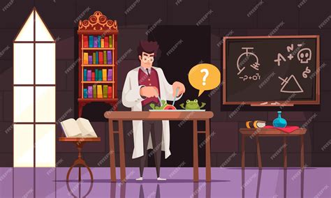 Free Vector Male Scientist Working At Medieval Scientific Laboratory