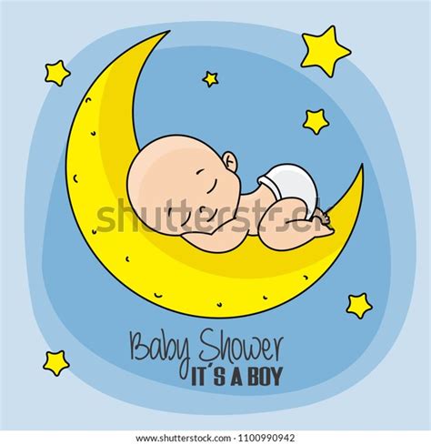 Baby Boy Sleeping On Top Moon Stock Vector Royalty Free 1100990942