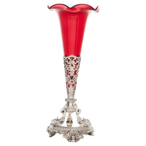 Tall Vintage Decorative Carnival Vase English Glass Flower