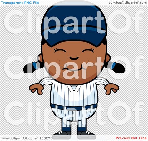 Clipart Happy Black Baseball Girl Royalty Free Vector