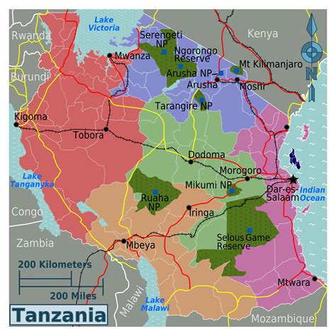 Large Regions Map Of Tanzania Tanzania Africa Mapsland Maps Of