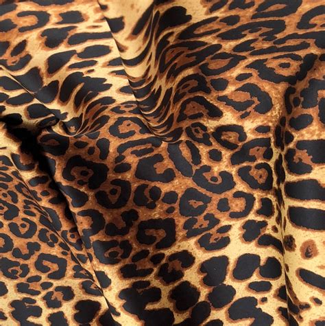 Leopard Print Fabric Silk Satin Fabric By The Yard Etsy