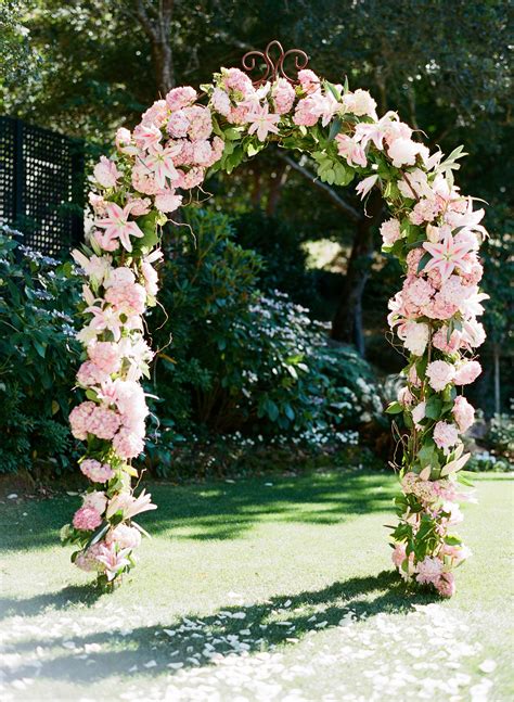 Ceremony Arch In Pink Peonies Hydrangea Roses Lilies Meg Smith Photographer Pink Peonies
