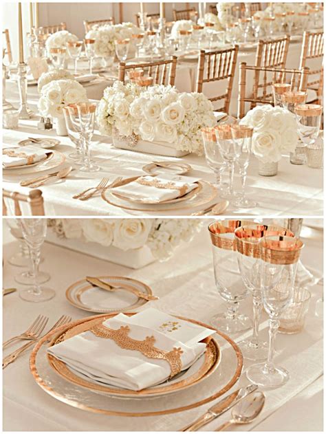 Wedding Tablescape Rose Gold White | Rose gold wedding inspiration