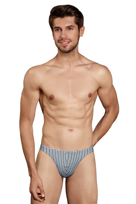 Doreanse Cotton Modal String Mens Underwear Male Thong Check Grey