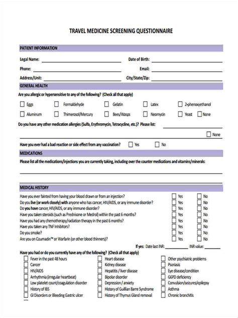 Free 11 Travel Questionnaire Forms In Pdf Excel Ms Word