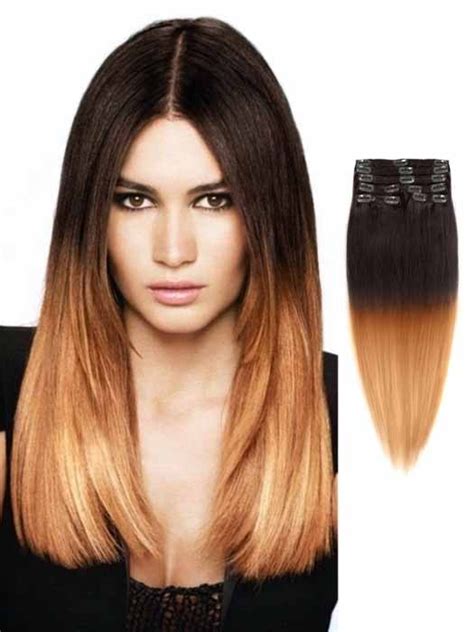 Black To Light Brown Silky Ombre Hair Extensions