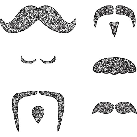 Premium Vector Handdrawn Moustache Set 1