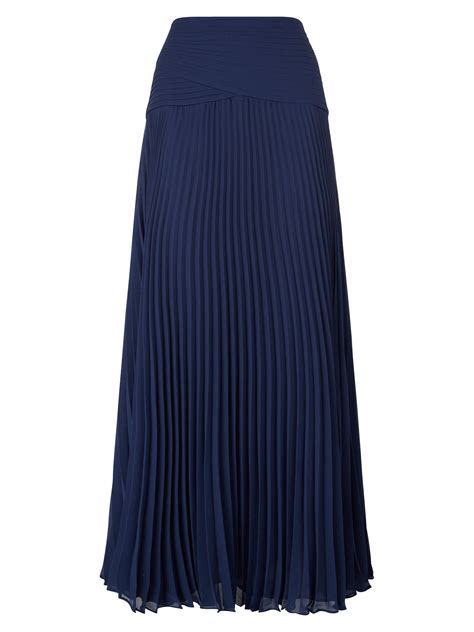 Jacques Vert Navy Pleated Maxi Skirt In Blue Midnight Blue Lyst