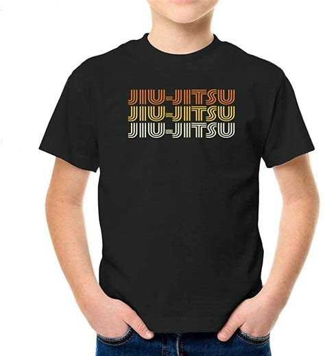 Idakoos Jiu Jitsu Retro Color Boy T Shirt 4 Dark Silver Uk