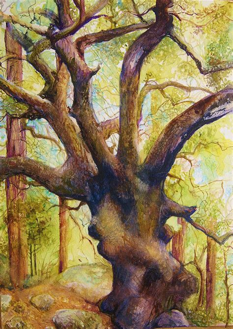 Oak Tree Painting Original Watercolor Etsy Tree Painting Original Paintings Original