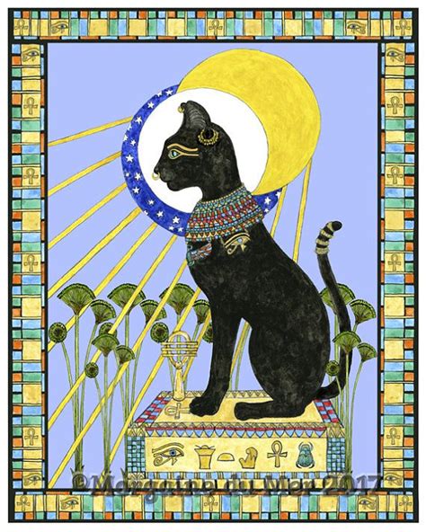 bast bastet egyptian cat goddess print feline mythology sun etsy in 2021 egyptian cat