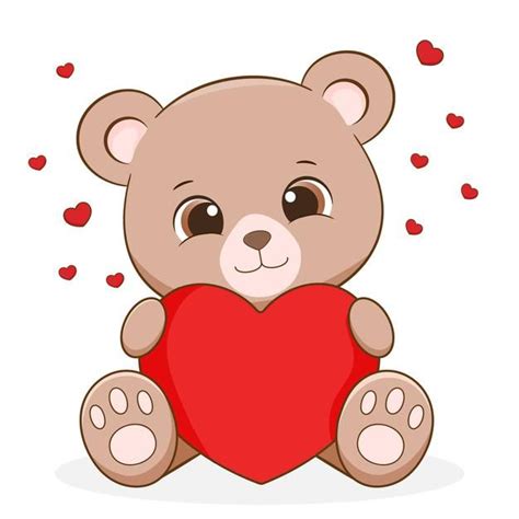 Premium Vector Cute Little Bear Holding Heart Teddy Bear Drawing