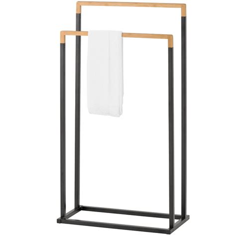 Description this bamboo towel ladder is uniquely designed to be used as a towel rack in the bathroom or as a decoration in your home. MyGift Metal and Bamboo Free Standing Towel Rack & Reviews ...