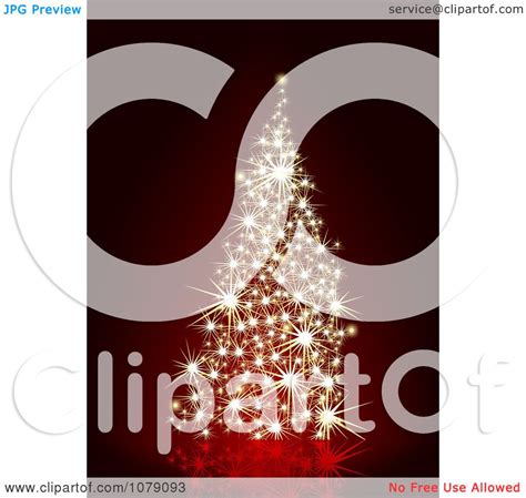 Clipart Golden Sparkle Christmas Tree On Red Royalty Free Vector