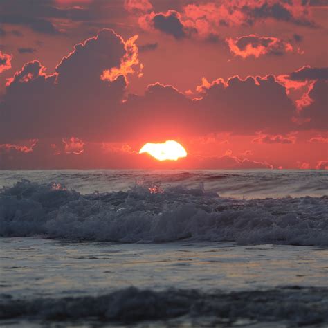 Download Wallpaper 3415x3415 Sea Horizon Sunset Waves Sun Clouds
