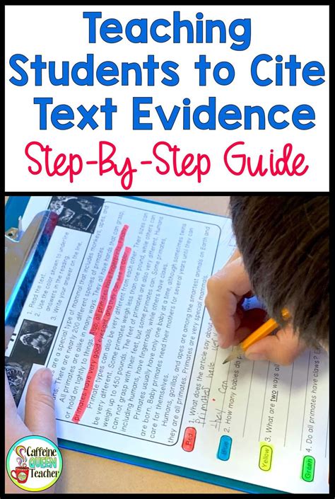 How To Teach Students To Cite Text Evidence Caffeine Queen Teacher