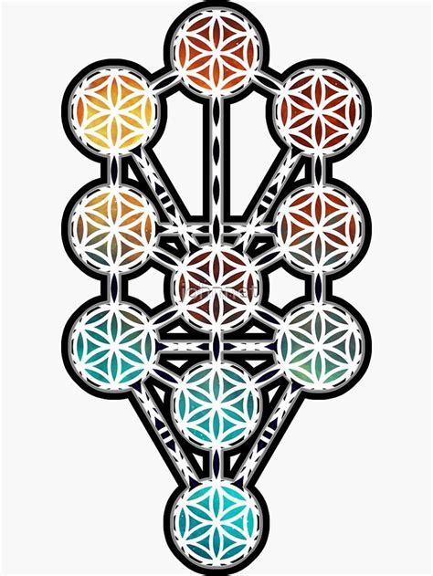 Tree Of Life With Flower Of Life Sacred Geometry Sticker By Johnnet