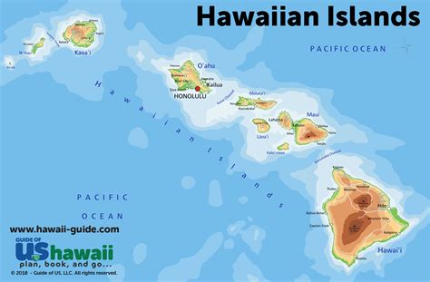 Hawaiian Island Map Color 2018