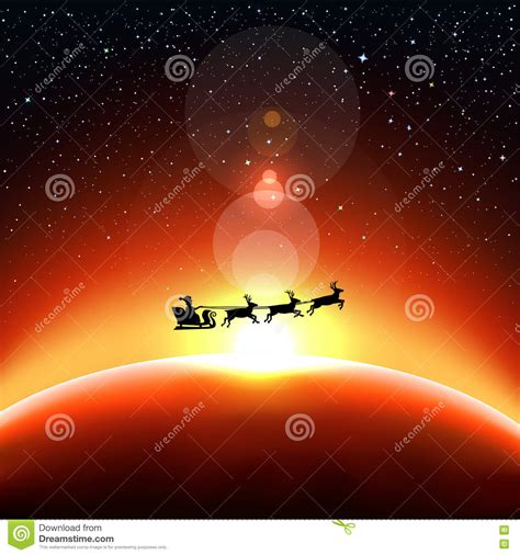 Santa Claus Flies Into Space Stock Vector Illustration