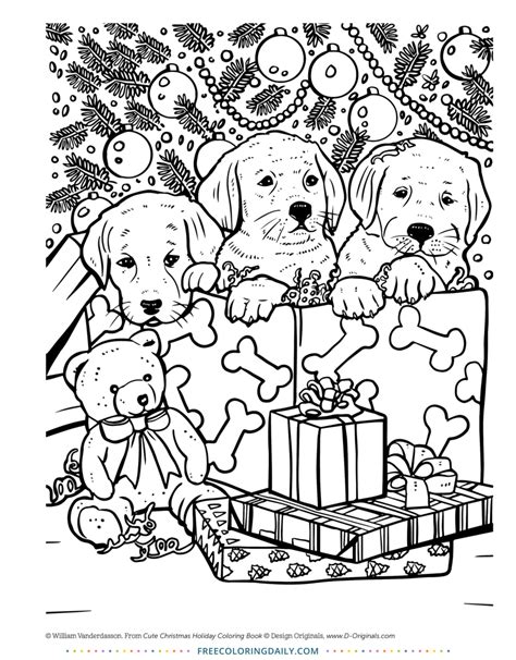 Choose your favorite dog's own colors and then color the back ground with your favorite colors. Puppy Christmas Free Coloring | Free Coloring Daily