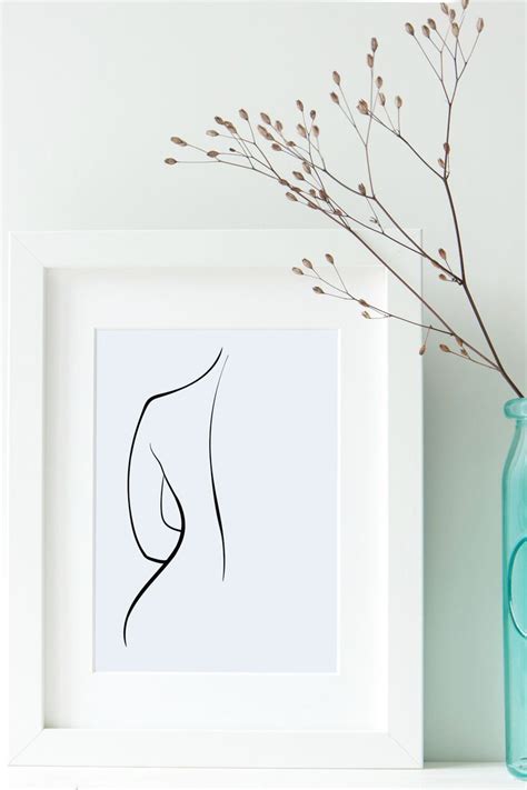 Womans Body Silhouette Wall Art Line Drawing Printable Wall Art By