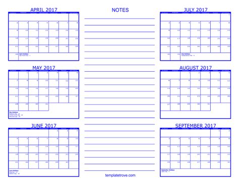 6 Month Calendar Template Calendar Template 2023