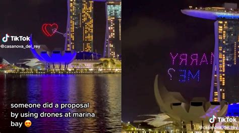 Marriage Proposal Using Drones At Singapores Marina Bay Sands Goes Viral