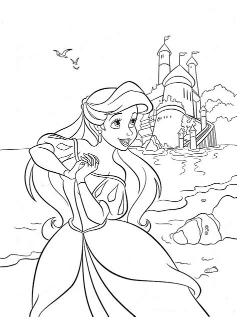 Ariel and Castle Coloring Pages | Mermaid coloring pages, Ariel