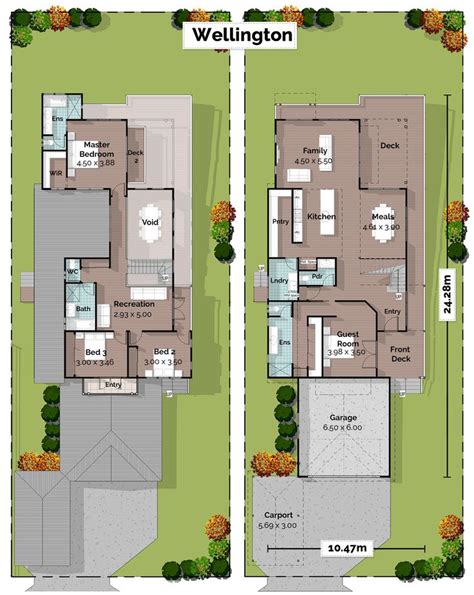 4 bedrooms narrow lot house design with sketchup 4.5x11m. Wellington, Sloping Lot House Plan in 2020 | Narrow house ...