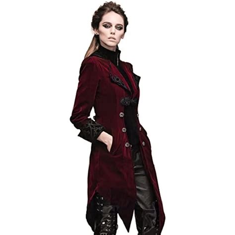 Womens Steampunk Swallow Tailcoat Gothic Long Winter Black Velvet Coat