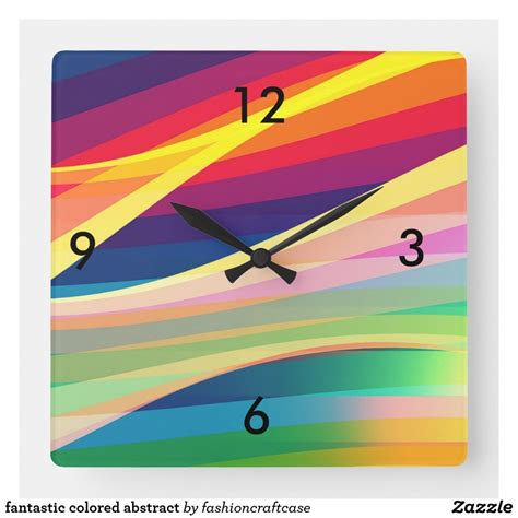 Fantastic Colored Abstract Square Wall Clock Square Wall