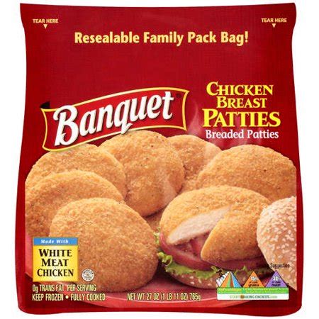 Starting with fresh chicken, such as assorted chicken breast, chicken thigh and drumstick pieces, banquet adds its delicious signature seasoning before breading and cooking each batch to crispy perfection. Banquet Bq Chicken Breast Patties - Walmart.com