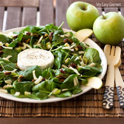 Baby Spinach Green Apple And Warm Goat Cheese Salad My Easy Gourmet