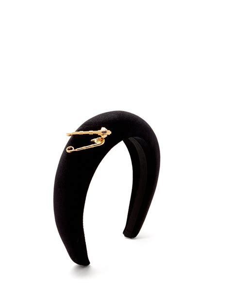 Black Safety Pin Velvet Headband Versace Matchesfashion Us Velvet