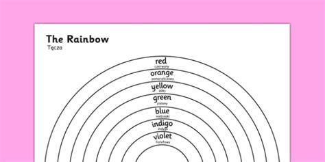 The Rainbow Colours Colouring Sheet Polish Translation