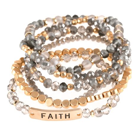 Faith Stack Bead Bracelet B The Light Boutique