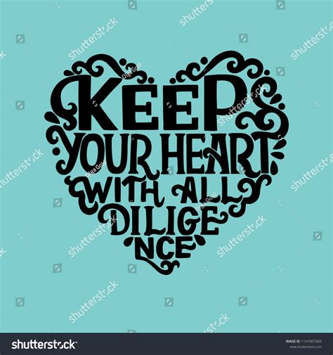 Hand Lettering Keep Your Heart All Stock Vector Royalty Free