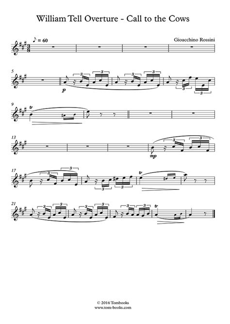 William Tell Overture Flute Solo - Clarinet Sheet Music William Tell - Overture - Call to the Cows (Rossini)