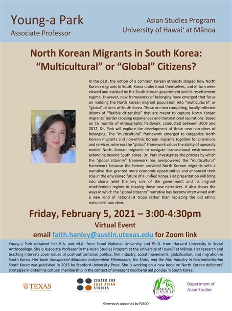 Talk North Korean Migrants In South Korea Multicultural Or Global Citizens With Young A Park