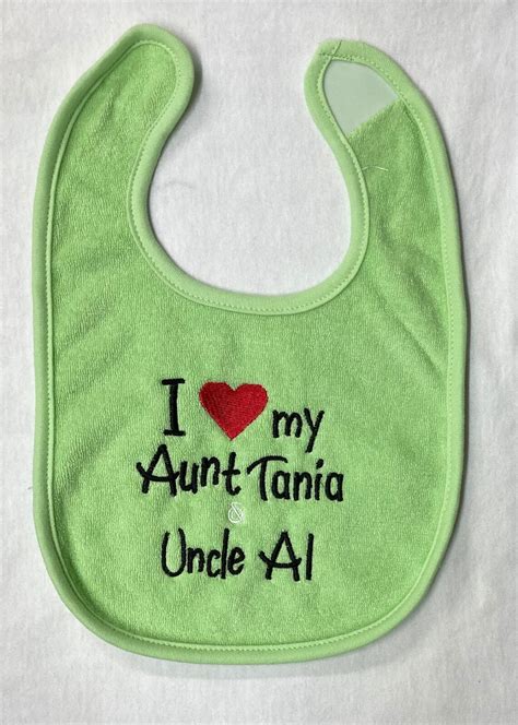 I Love My Aunt And Uncle Custom Embroidered Bib Etsy