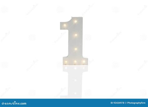 Decorative Number 1 With Embedded Led Lights Over White Background