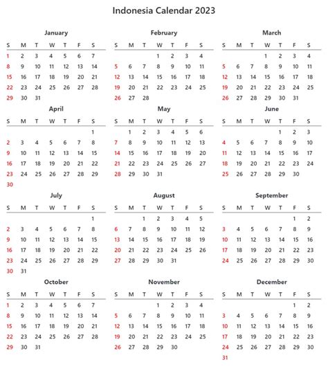 Printable Indonesia 2023 Calendar With Holidays