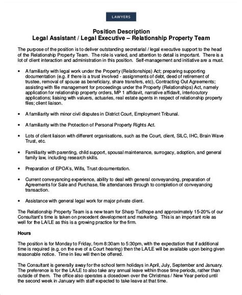 Supervise community and property management employees, including maintenance crews. 11+ Legal Assistant Job Description Templates - PDF, DOC ...